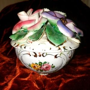 Italian Moriage Flower Bowl